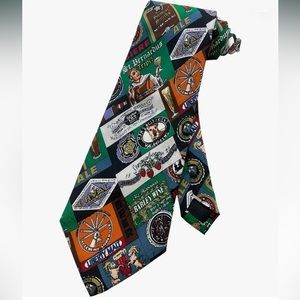Vintage Nicole Miller Beers of the World 100% Silk Tie Multicolor
